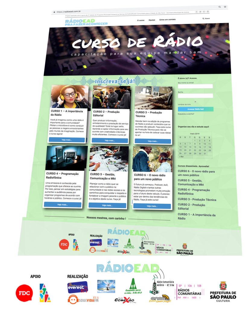 Site radio ead, realizado em convênio com a Prefeitura de São Paulo